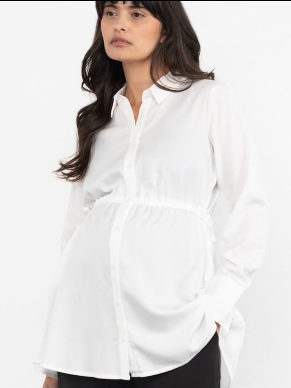 Seraphine White Ivory Button Down Top Maternity Nursing Drawstring Tie Size 8 US - Picture 8 of 8